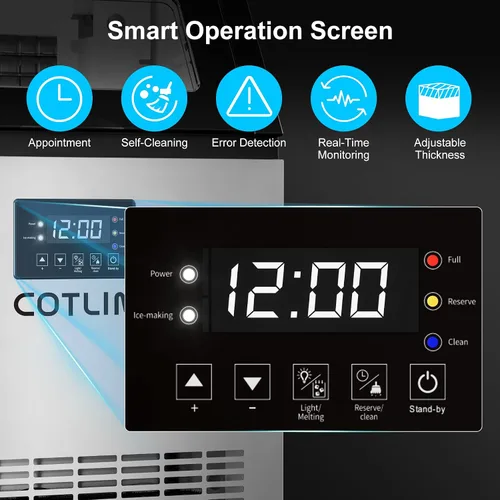 Miniatura 5 de COTLIN - Máquina comercial para hacer hielo de 200 libras en 24 horas, 60 cubitos por ciclo, con depósito de almacenamiento con aislamiento de más