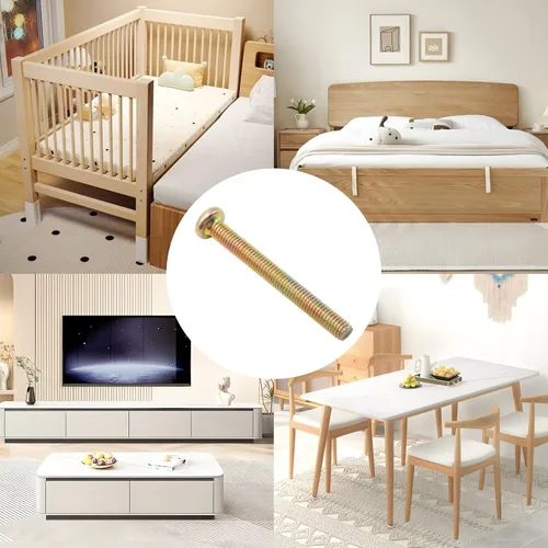 Miniatura 5 de Juego de 10 tornillos hexagonales de cabeza redonda plana M6 x 2.165 in, perfectos para accesorios de cama de madre y bebé, galvanizados para una