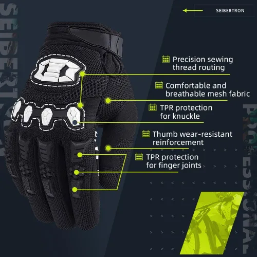 Miniatura 3 de Seibertron - Guantes unisex para bicicleta BMX MX ATV MTB, guantes para bicicleta de montaña, ciclismo, todoterreno/Dirt Bike, guantes de carretera