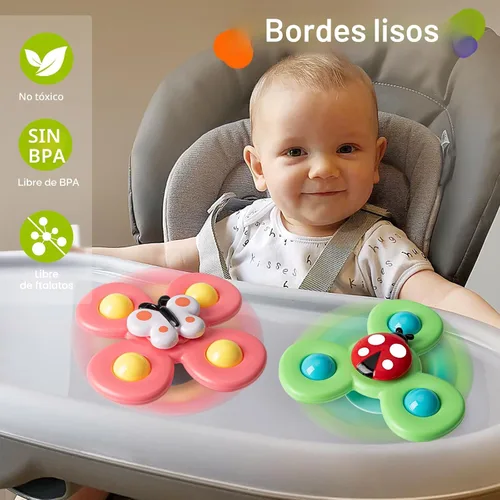 Miniatura 3 de 3 piezas Juguetes giratorios de ventosa para niños de 1 a 2 años, Juguetes giratorios para bebés de 12 a 18 meses, juguetes sensoriales para niños