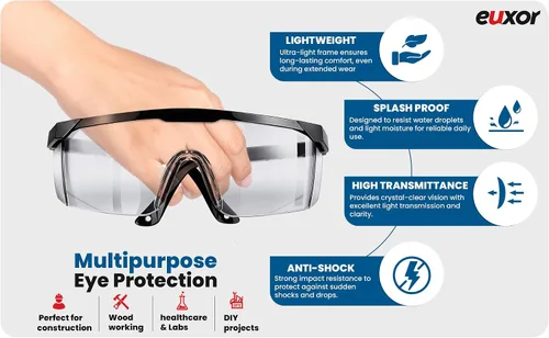 Miniatura 6 de Paquete de 3 gafas de seguridad antivaho y a prueba de roturas, ANSI Z87.1 y EN 166, resistentes a los rayos UV, gafas de seguridad, marco ancho