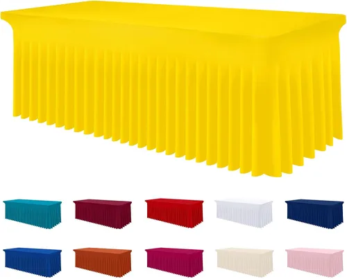 Miniatura 36 de Smiry Mantel de Spandex, Mantel Elástico Ajustable Extensible para Mesas Rectangulares de 6 Pies, Falda Cubierta de Mesa Impermeable y Lavable