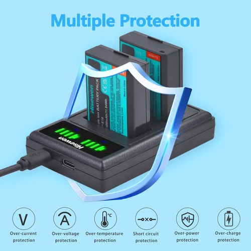 Miniatura 6 de LP-E10 - Paquete de 2 baterías de 1600 mAh y cargador dual para Canon EOS Rebel T7 T6 T5 T3 T100 Kiss X90 X80 X70 X50 1100D 1200D 1300D 1500D 2000D