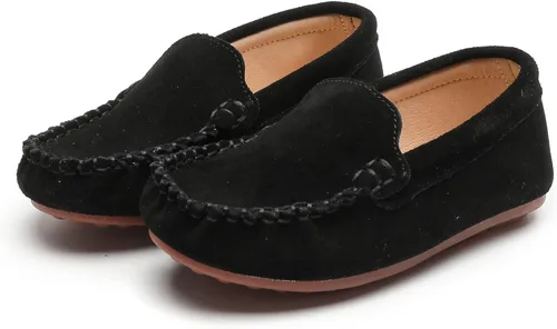Miniatura 7 de DADAWEN Mocasines de piel de ante suave para niños y niñas pequeños, zapatos de vestir planos para barco, para boda, iglesia, zapatos Oxford