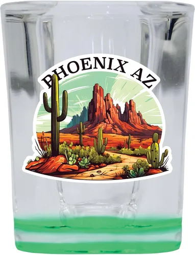 Phoenix Arizona Design A Souvenir Destination - Vaso de chupito cuadrado de 2.5 onzas Claro||Individual