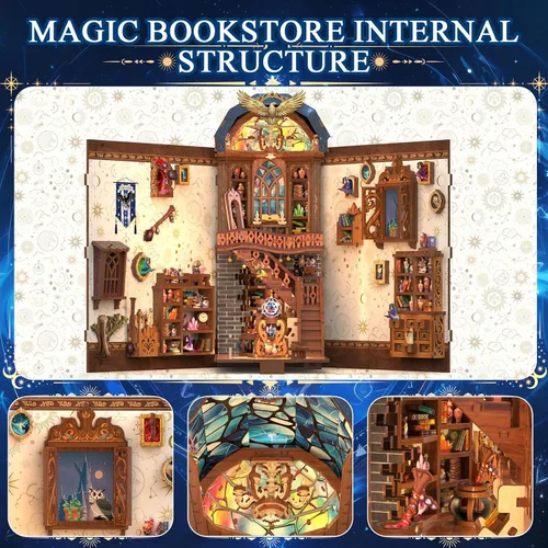 Miniatura 5 de Kit de Rincón de Libros, Kit de Casa en Miniatura de Bricolaje para Adultos/Adolescentes/Principiantes, Kit de Casa de Muñecas para Manualidades