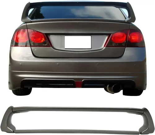 Miniatura 22 de Alerón de cajuela prepintado compatible con Honda Civic Sedán 2006-2011, ABS pintado negro brillante. Alerón de ala para cajuela trasera disponible