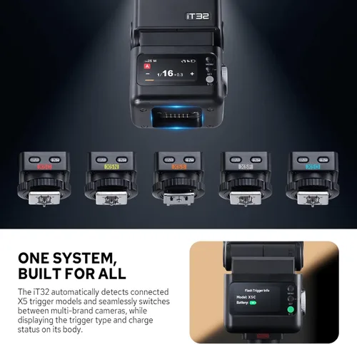 Miniatura 5 de GODOX IT32 TTL Flash de cámara con disparador de flash inalámbrico X5C para Canon, flash inalámbrico 2.4G HSS 1/8000s, receptor incorporado