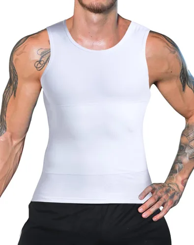 DoLoveY Camiseta de compresión para hombre con control de barriga, chaleco apretado para adelgazar el cuerpo Shaper entrenamiento esconder pecho