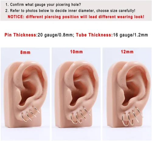 Miniatura 18 de FANSING Aretes de aro para mujer, aretes de aro de cartílago de moda, aretes de acero quirúrgico para hombre