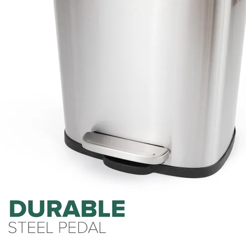 Miniatura 2 de Farberware Step On - Bote de basura de metal, tapa de cierre suave, resistente a huellas dactilares y manchas, cubo interior extraíble, pedal