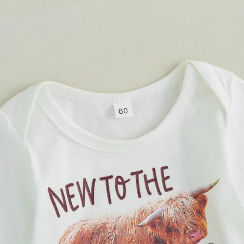 Miniatura 4 de Omkzanbi New to the Herd - Body para recién nacido, para niño y niña, mono de vaca de las tierras altas, pantalones deportivos, sombreros