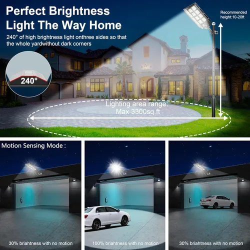 Miniatura 6 de Luz solar de calle, 8000 W, 7000 K, 480000 lúmenes, 1152 luces LED solares de estacionamiento del anochecer al amanecer, luces solares al aire