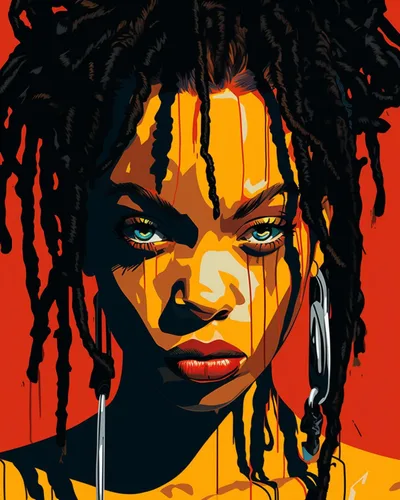 Miniatura 10 de Pintura por Números Afroamericana DIY Pintura Acrílica Kit de Pintura por Números para Niños Adultos Principiantes Chica Negra de Moda DIY Pintura