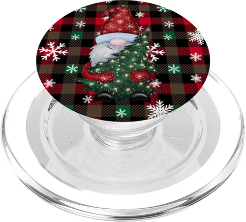Miniatura 8 de Gnomos de Navidad rojo y negro búfalo tartán a cuadros PopSockets estándar PopGrip