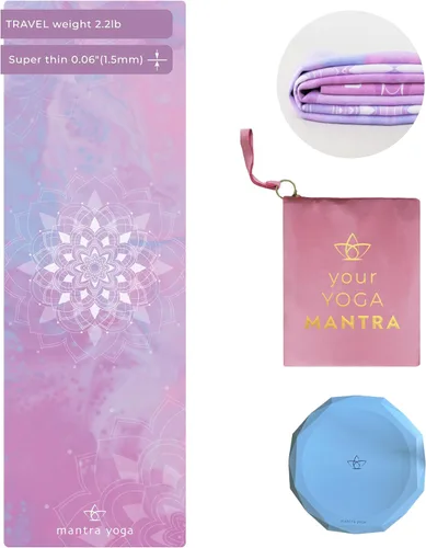 Miniatura 10 de Mantra Yoga Travel PRO 1.5mm con almohadilla para las rodillas - Esterilla plegable para fitness y ejercicio con bolsa Ligera, compacta