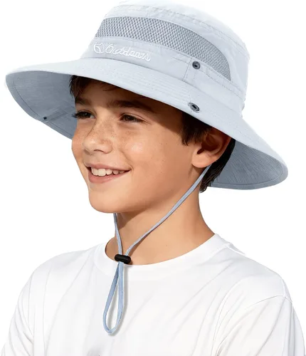Miniatura 20 de Sombrero de sol para niños con protección solar UPF 50+, sombrero de pescador para niños y niñas, ala ancha, verano, playa, pesca, safari, sombrero