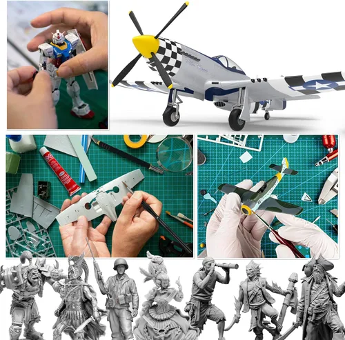 Miniatura 8 de Testors - Adhesivo de cemento modelo de plástico, paquete de 2, 6 pinceles de pintura en miniatura de detalles finos, cuchillo de manualidades