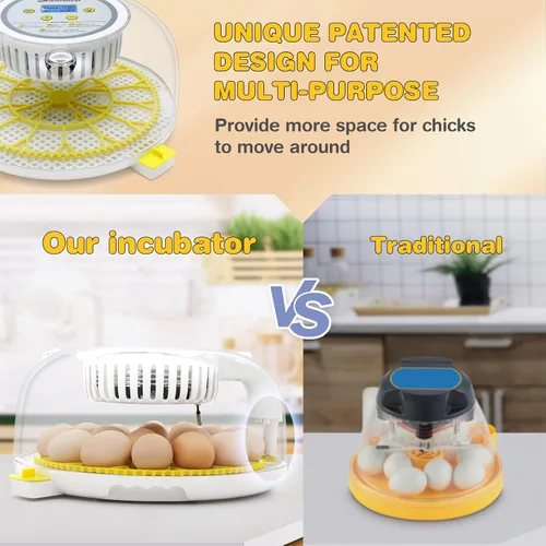 Miniatura 8 de Sailnovo Incubadora de 18 huevos para incubar huevos con giro automático de huevos, pantalla de nivel de humedad, vela de huevos, días de eclosión e