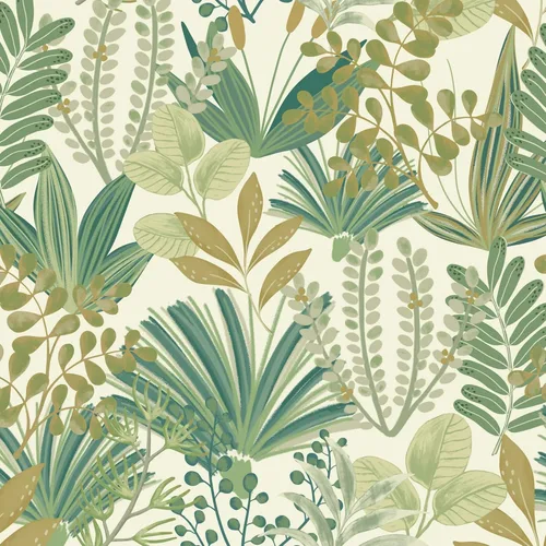 Miniatura 17 de Ismoon Papel tapiz verde para despegar y pegar, diseño bohemio floral y hojas en papel adhesivo grueso, papel adhesivo botánico oscuro, extraíble