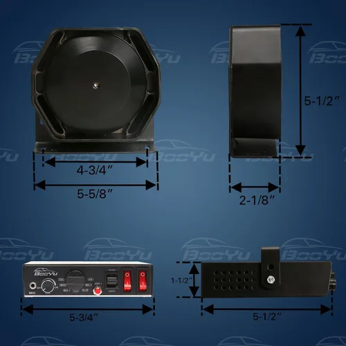 Miniatura 4 de 200W 12V Sirena de emergencia para policía para vehículos y camiones, alarma de bocina delgada de 9 tonos, sistema de PA [micrófono de mano]
