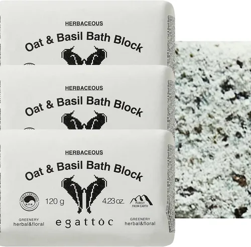 Bombas de baño para mujer, paquete de 3, gas de avena y albahaca con aceites esenciales y sal marina, bloque de baño hidratante para alivio de la
