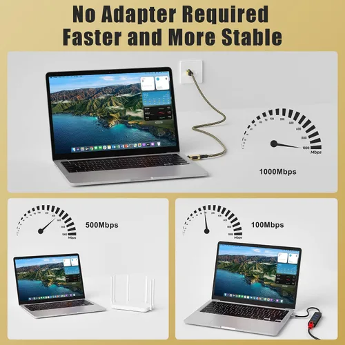 Miniatura 4 de Cable USB C a Ethernet de 0.5 pies, cable USB 3.0 tipo C a RJ45, FTP, cable de red LAN de Internet blindado de 1 Gbps, Thunderbolt 3/4 compatible