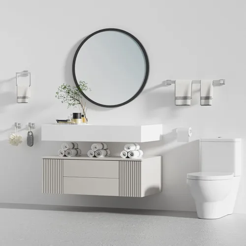 Miniatura 7 de Juego de 10 accesorios de baño de níquel cepillado, juego de toallas de baño de 23.6 pulgadas, juego de accesorios de baño de acero inoxidable