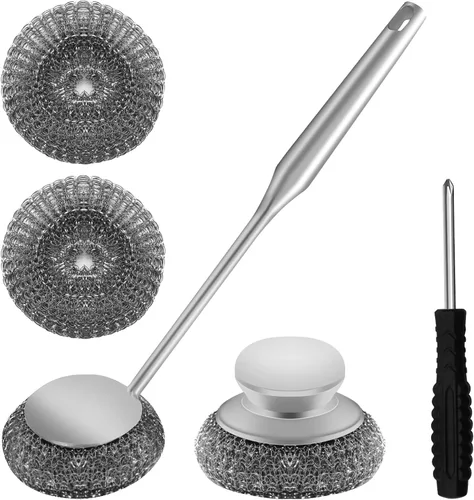 Miniatura 10 de 2 cepillos para ollas de acero inoxidable 304, herramientas de limpieza de metales fáciles de limpiar, adecuados para eliminar manchas de cocina