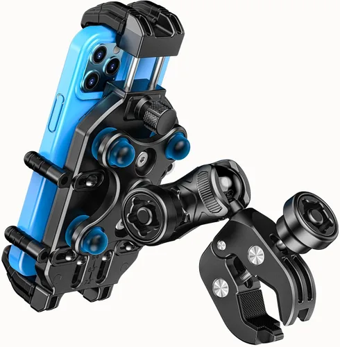 LOKTENWO Soporte de teléfono para motocicleta con amortiguador de vibraciones y bloqueo seguro de alta velocidad, antirrobo, ATV, scooter, manillar