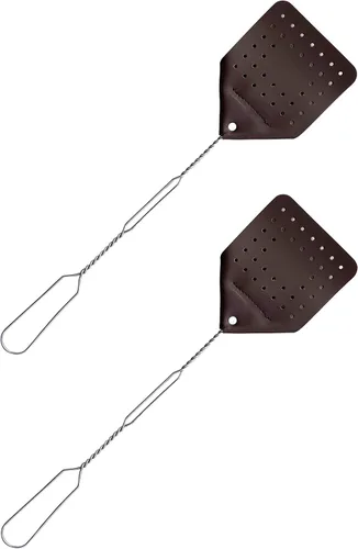 Miniatura 9 de Juego de matamoscas de cuero (1 paquete) – Matamoscas de 17 pulgadas hecho por los Amish con paleta de cuero real – Matamoscas multipaquete