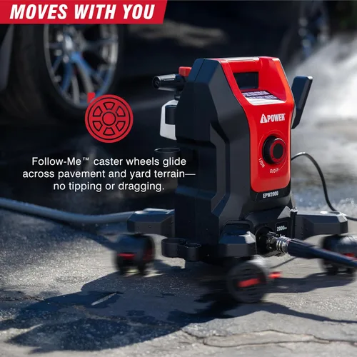 Miniatura 4 de A-iPower Follow Me - Lavadora eléctrica a presión 2800 PSI 1.7 GPM, diseño antivuelco con 5 boquillas, dispensador de jabón para vallas, calzadas