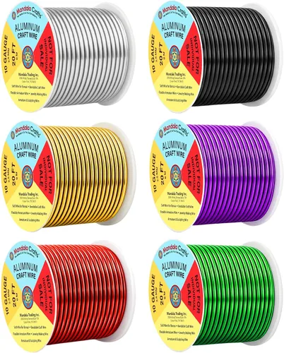 Miniatura 338 de Mandala Crafts - Alambre de aluminio anodizado de 8 calibre para hacer joyas - 9.75 m de alambre flexible negro colorido - Flexible para bonsái