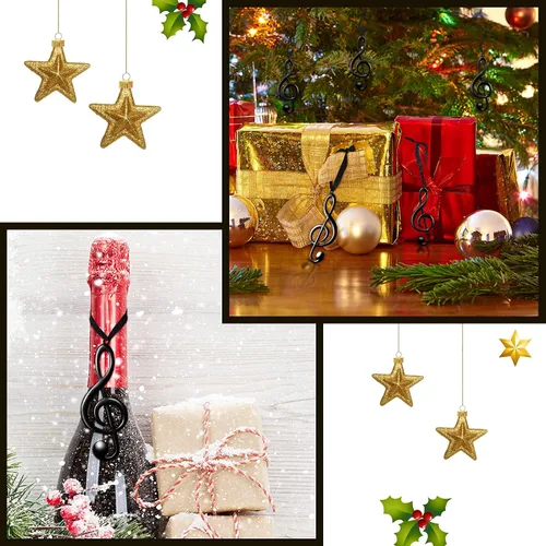 Miniatura 4 de Patelai 6 Piezas Adornos Navideños de Notas Musicales Adorno de Clave de Sol para Árbol de Navidad Decoraciones de Fiesta Temática Musical Adornos