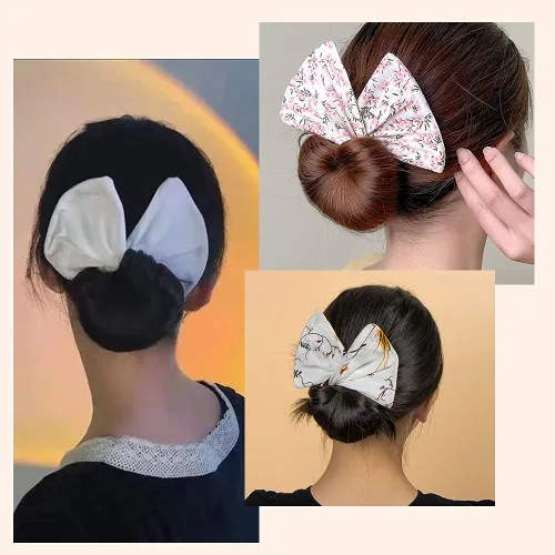 Miniatura 7 de 3 pinzas para el cabello de alambre para peinados rápidos de moño y moño, bandas grandes de tela, bandas para el pelo de dona, moños para mujeres