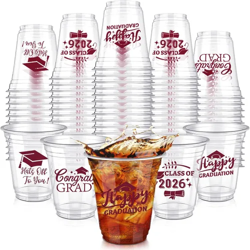 Miniatura 10 de Eaasty 200 tazas de graduación de 12 onzas 2026 vasos de plástico desechables para la clase de 2026, fiesta de graduación, felicitaciones, Azul