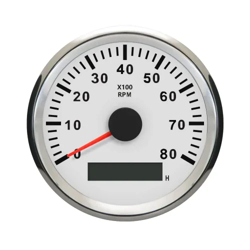 Miniatura 11 de ELING Tacómetro universal con medidor de horas 7000RPM 3 3/8" 12V 24V con retroiluminación Negro y acero inoxidable.