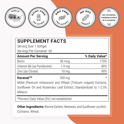 Miniatura 4 de Supersmart - Keranat (Fórmula Avanzada con Biotina) - Suplemento capilar para volumen y crecimiento - Vitaminas para la pérdida del cabello Sin
