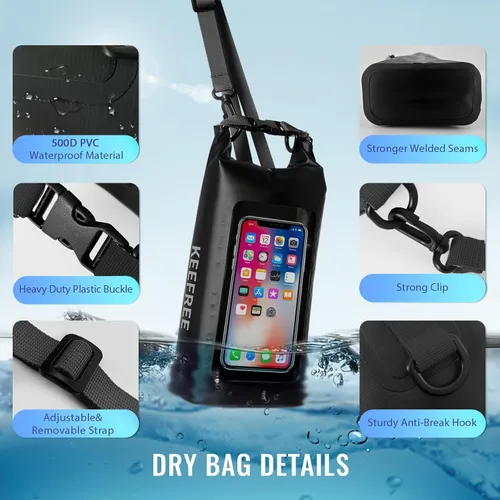 Miniatura 3 de Bolsa seca impermeable, mochila enrollable impermeable para viajes, kayak, rafting, camping, surf, barco, senderismo, playa y pesca