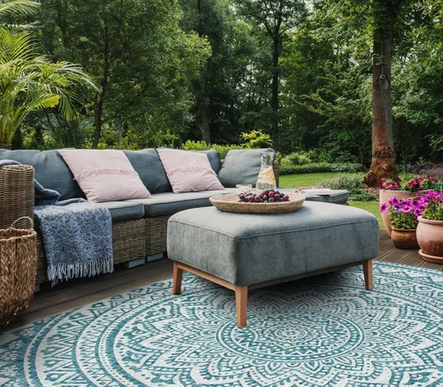 Miniatura 94 de SAFAVIEH Alfombra lavable para exteriores, colección Courtyard - Pasillo de 2.3 x 8 pies, color beige claro y marrón claro, no desprende pelusa
