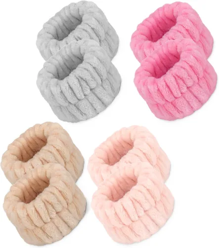 Miniatura 8 de Crosize 8 piezas de bandas de muñeca de microfibra para lavar la cara, pulseras absorbentes para lavar la cara para mujeres, evita que el agua se