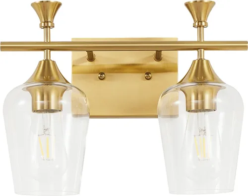 Miniatura 8 de Lámparas de baño (2 luces, 38 cm), luces de tocador mate negras para baño con pantalla de vidrio esmerilado blanco, luces de pared modernas