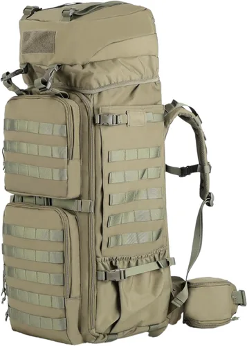 Miniatura 8 de Zsearaymy - Mochila de senderismo MOLLE de 75L con marco interno y cubierta de lluvia para táctica, camping, mochilero, viajes de supervivencia Negro