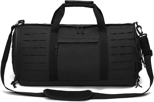 Miniatura 3 de Bolsa de lona táctica militar de 40 L, bolsa de gimnasio, bolsa deportiva de viaje, entrenamiento de fitness, lona impermeable con compartimento