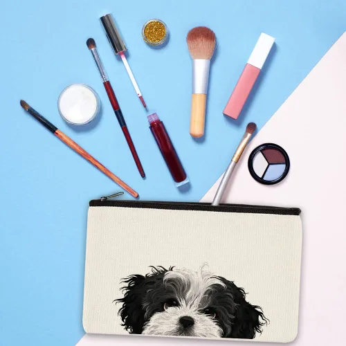 Miniatura 4 de WIRESTER Bolsa de maquillaje de lona con cremallera, bolsa de cosméticos, estuche organizador para mujeres y niñas, bolsa de cosméticos de viaje