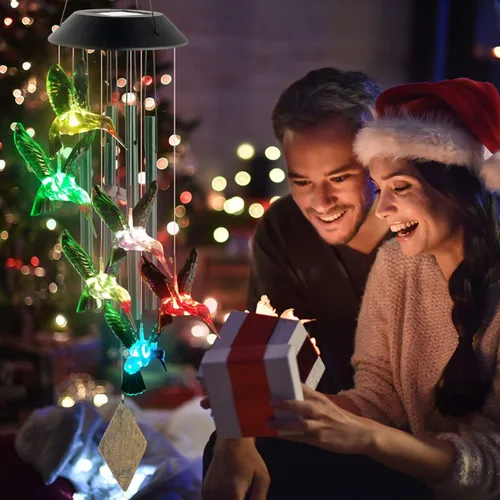 Miniatura 6 de Campanillas de viento solares de colibrí para exteriores, regalo para padre, regalos de cumpleaños para madre, marido, padrastro, mujer, abuela