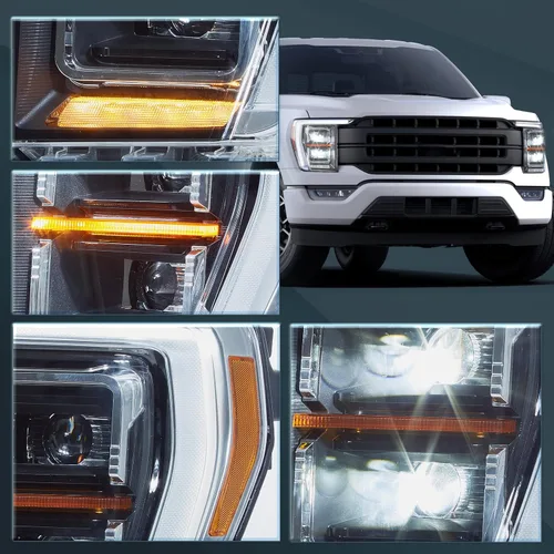 Miniatura 4 de VLAND Conjunto de faros delanteros para Ford F150 2021-2023 14ª generación XL, XLT, Lariat, Tremor, Raptor, King Ranch, Platinum, Limited, proyector