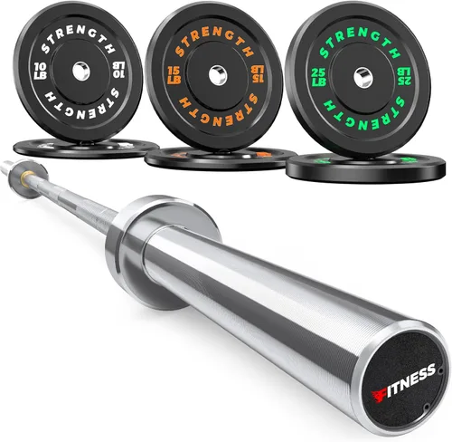 Miniatura 13 de Juego de Pesas Olímpicas de Parachoques de Goma - Placas de Barra de 2 Pulgadas para Entrenamiento de Fuerza en Gimnasio Casero