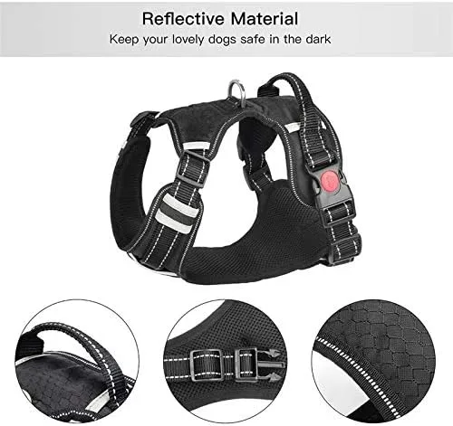 Miniatura 4 de Collar de cinturón ajustable a juego, suministros de entrenamiento reflectante para mascotas, arnés de nailon para perros grandes sin tensión