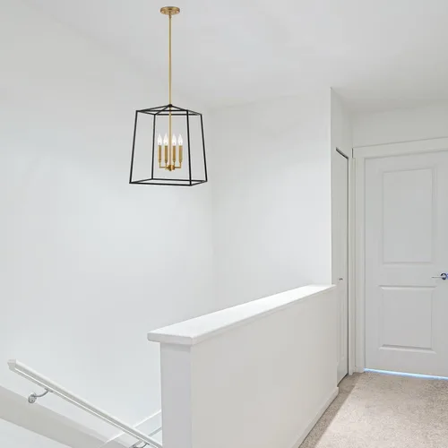 Miniatura 6 de Kira Home Bellevue - Lámpara colgante moderna de 18 pulgadas, 4 luces, lámpara de vestíbulo ajustable, detalles de latón cálido + acabado negro